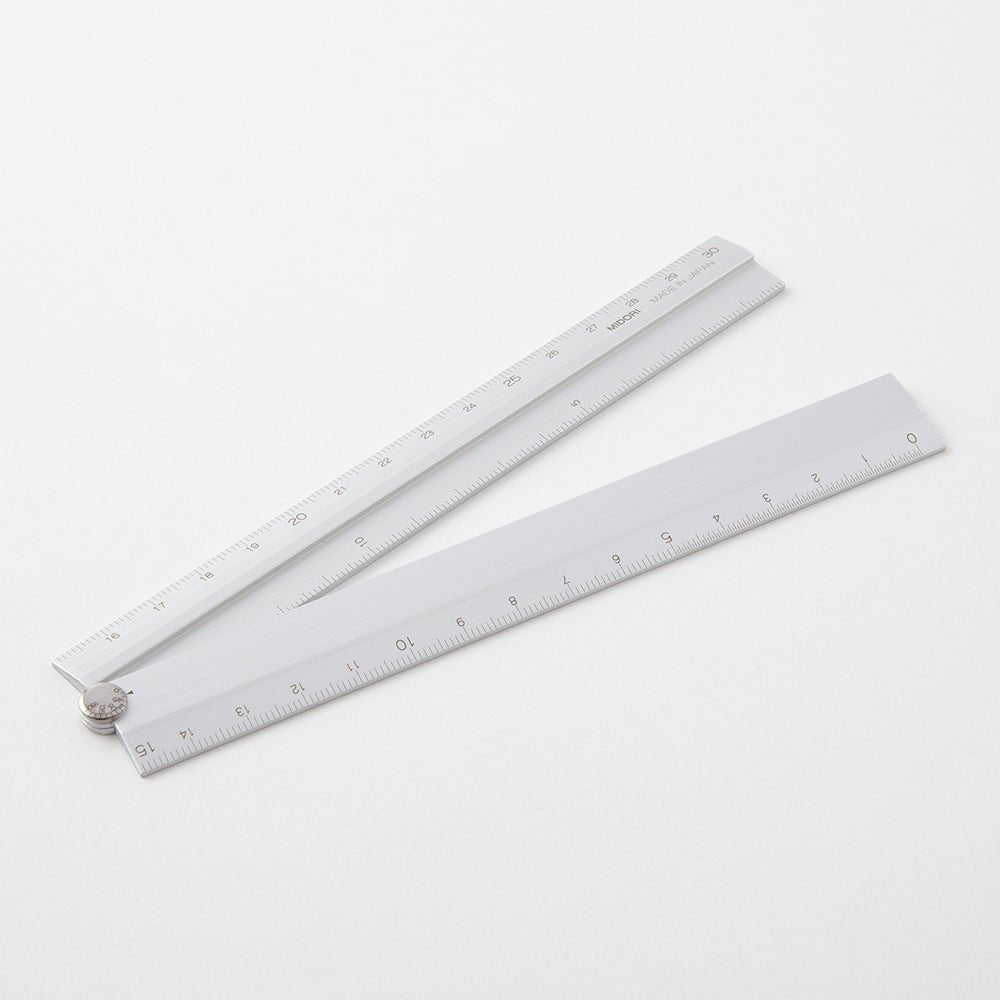 Règle MIDORI multifonction pliable en aluminium - 30 cm - Argent - 4902805422857