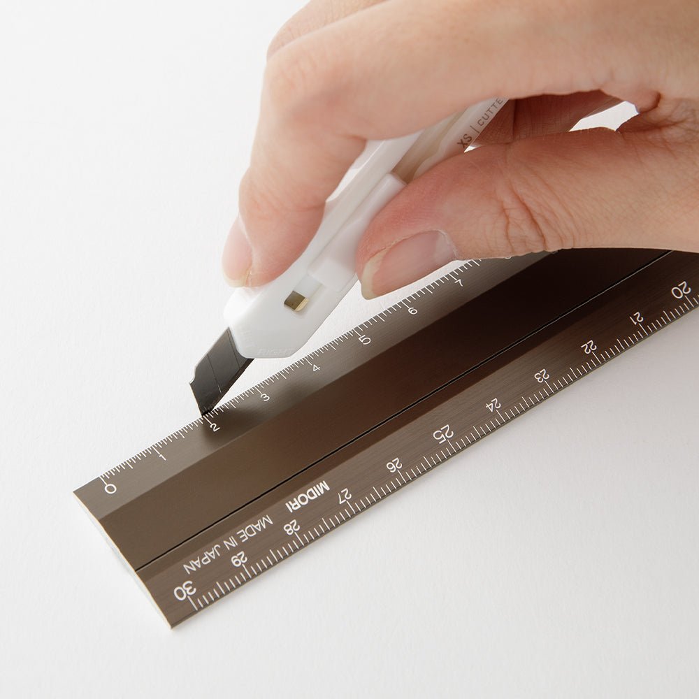 Règle MIDORI multifonction pliable en aluminium - 30 cm - Marron - 4902805422871
