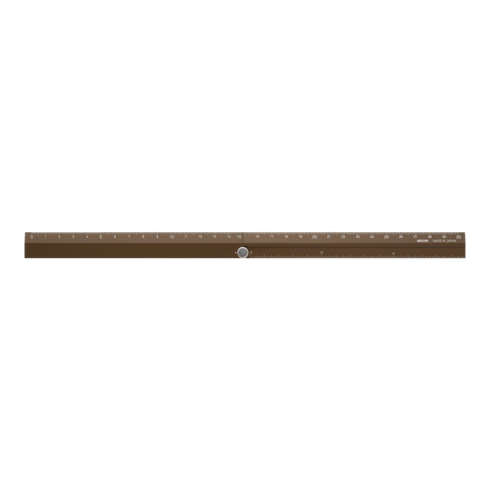 Règle MIDORI multifonction pliable en aluminium - 30 cm - Marron - 4902805422871