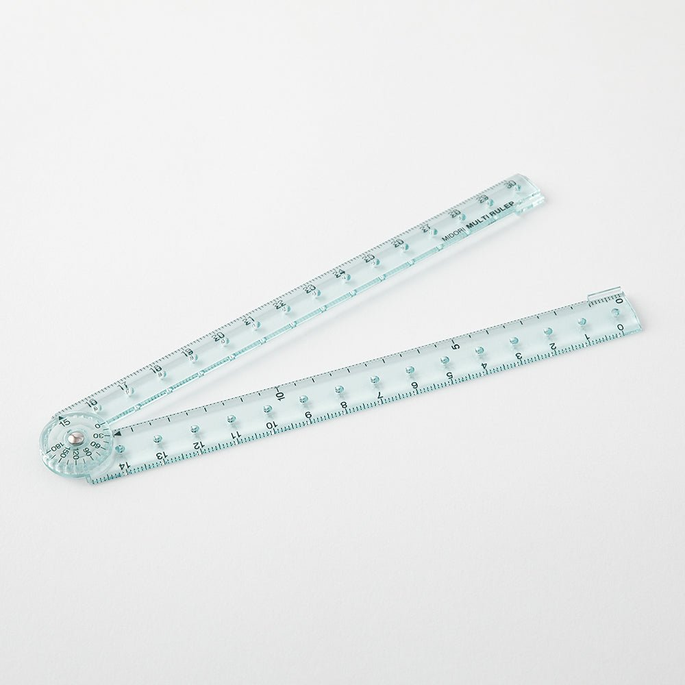 Règle MIDORI multifonction pliable en plastique - 30 cm - Bleu -