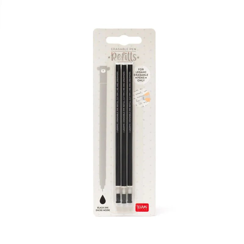 Set de 3 recharges LEGAMI pour stylo à encre gel effaçable - Noir - 8052461965901