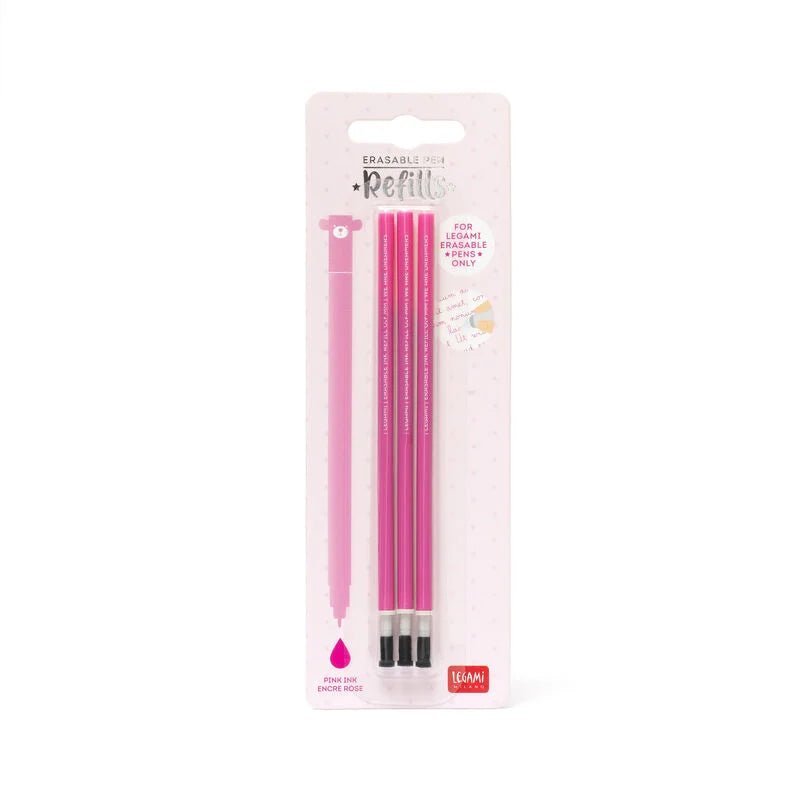Set de 3 recharges LEGAMI pour stylo à encre gel effaçable - Rose - 8052461965949