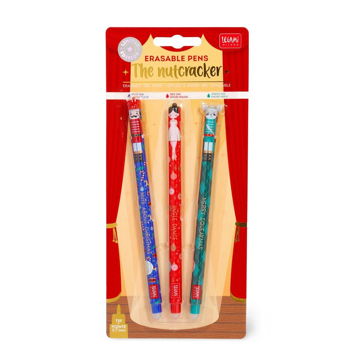 Set de 3 stylos LEGAMI à encre gel effaçable - The Nutcracker - 8052694038113