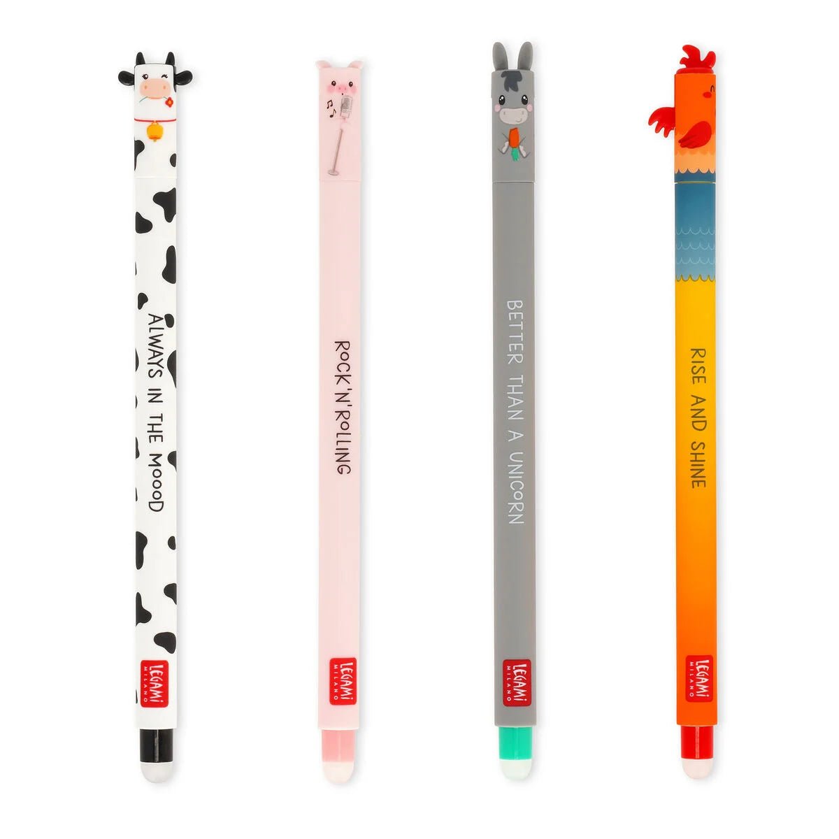 Set de 4 stylos LEGAMI à encre gel effaçable - Farm Sweet Farm -