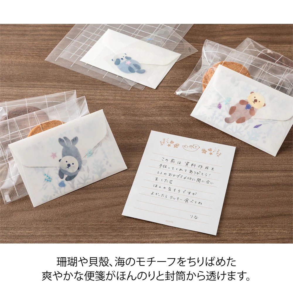 Set de correspondance MIDORI Mini Letter Set Stickers - Chat - 4902805869430