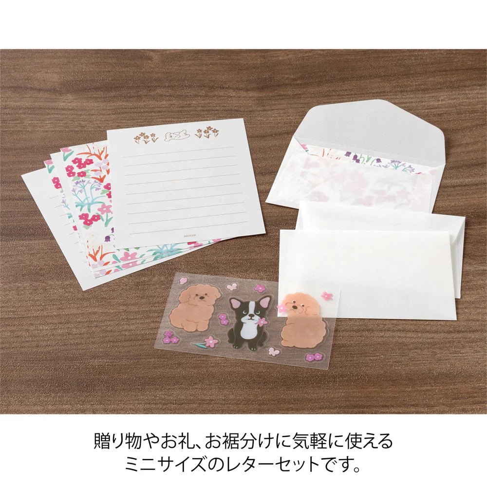 Set de correspondance MIDORI Mini Letter Set Stickers - Chien - 4902805869423