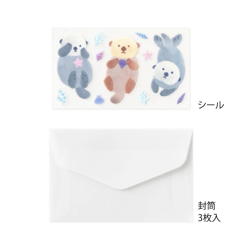 Set de correspondance MIDORI Mini Letter Set Stickers - Loutre de mer - 4902805869454