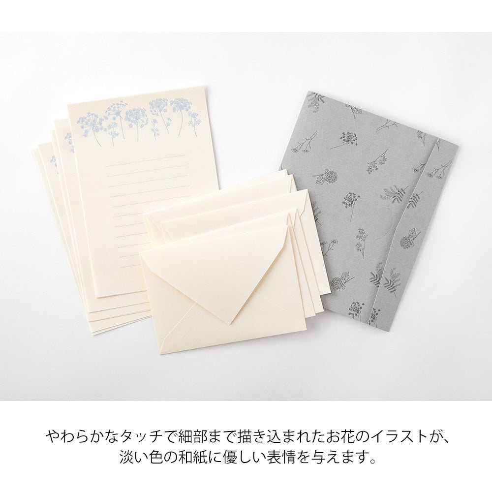 Set de correspondance MIDORI washi Hanairo - Blanc - 4902805869287