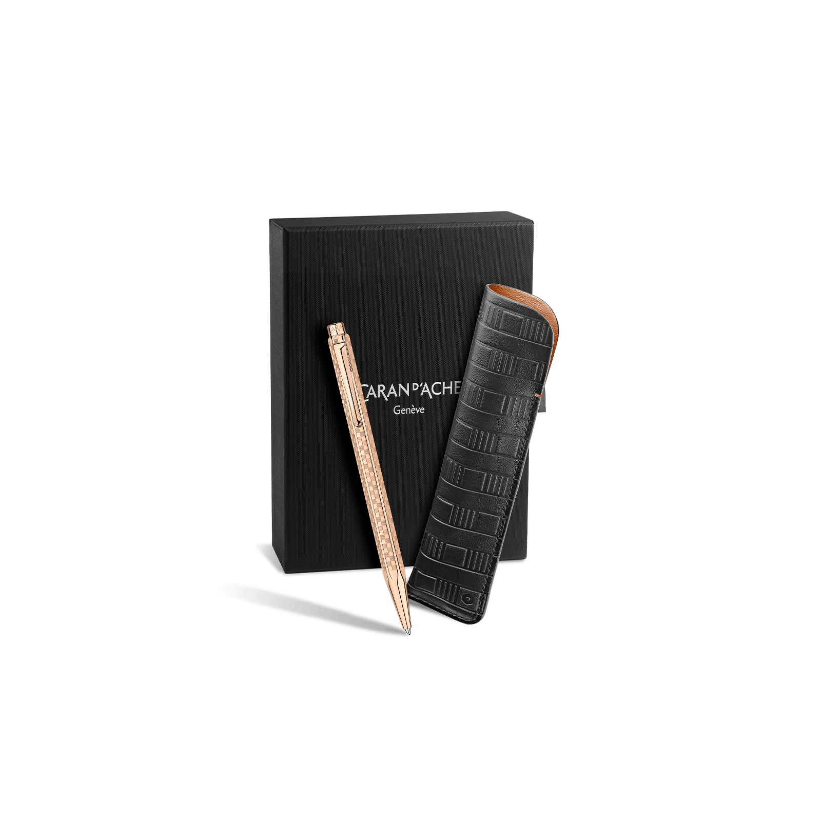 Set stylo bille CARAN D'ACHE Ecridor Damier Édition Spéciale - Doré Rose - 7630002365215