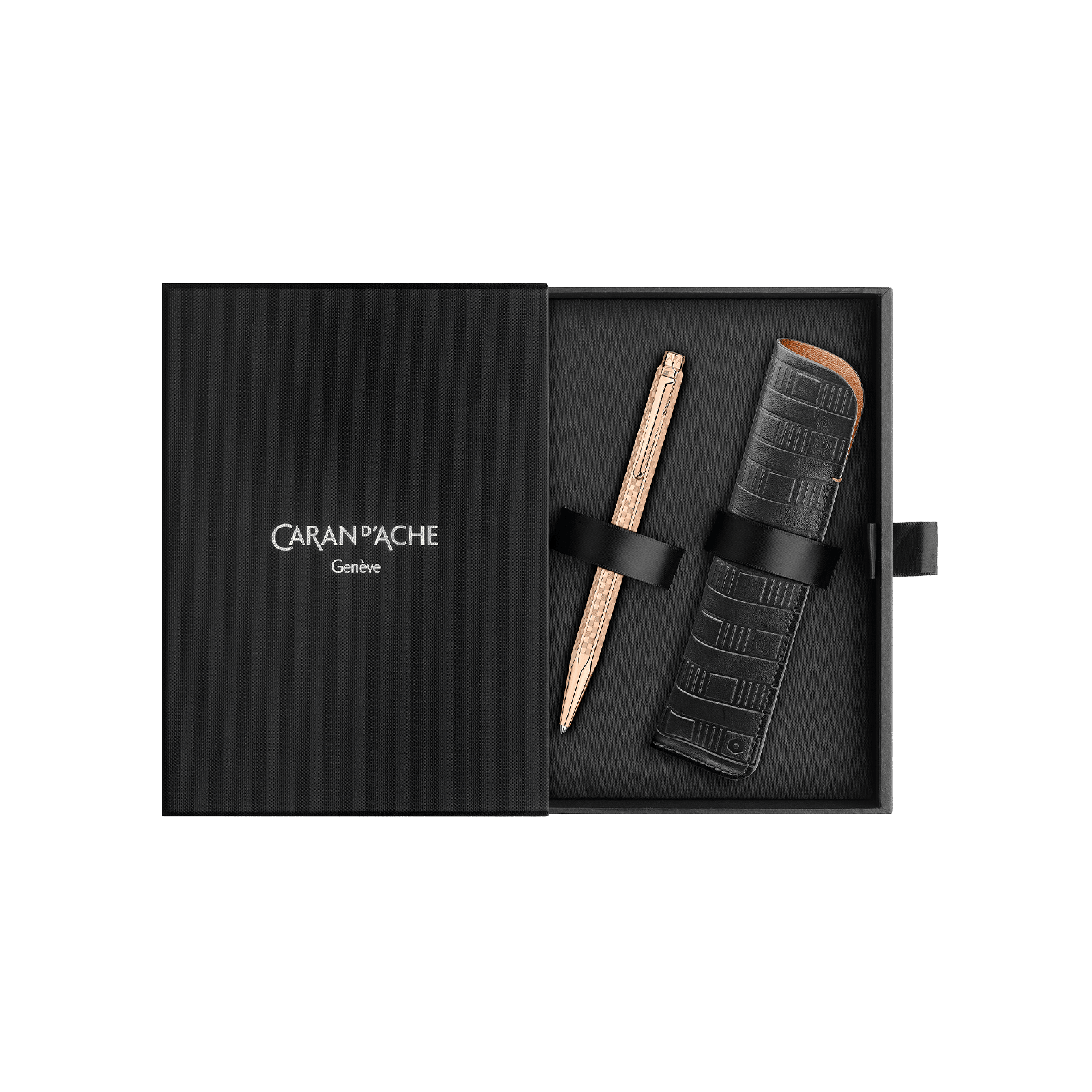 Set stylo bille CARAN D'ACHE Ecridor Damier Édition Spéciale - Doré Rose - 7630002365215