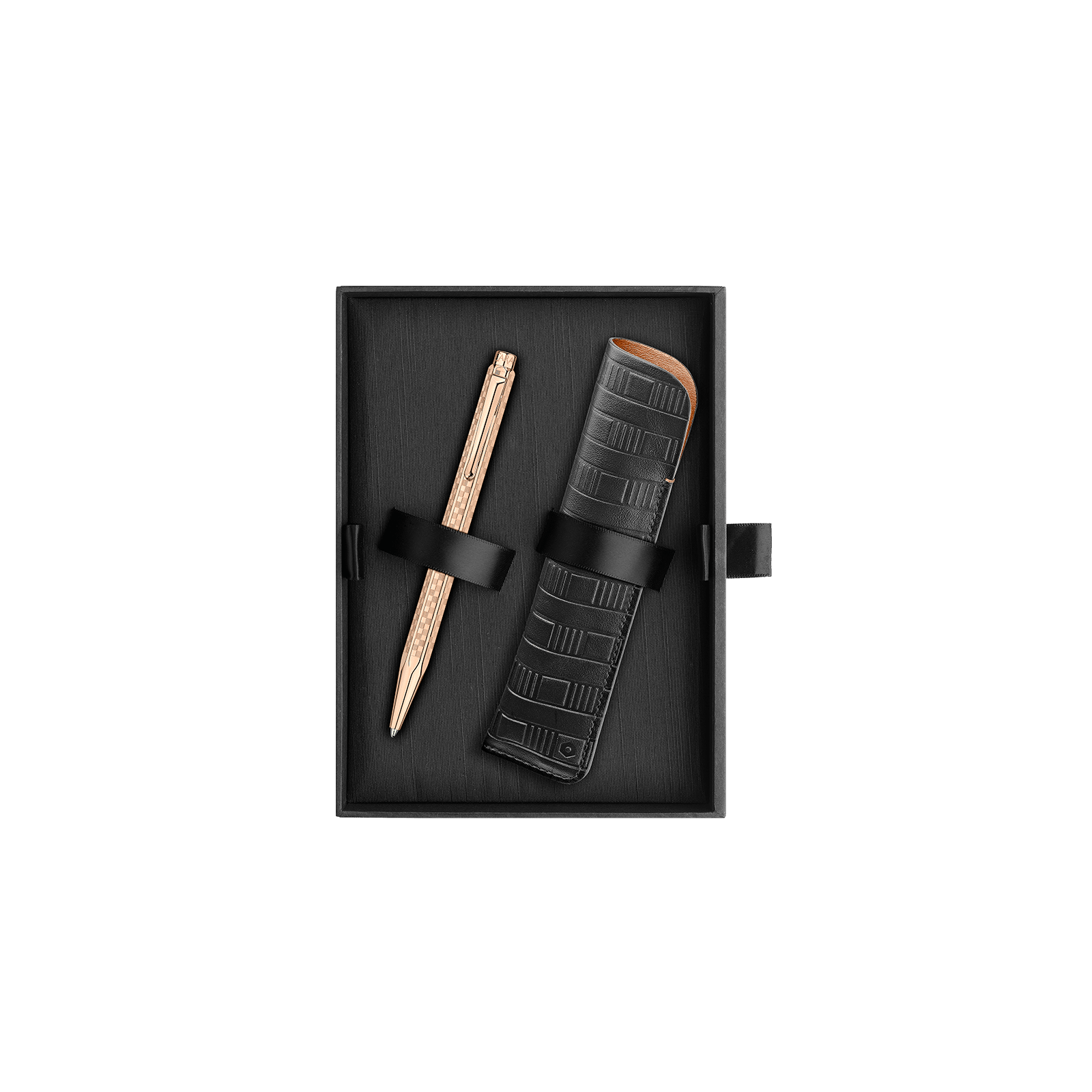 Set stylo bille CARAN D'ACHE Ecridor Damier Édition Spéciale - Doré Rose - 7630002365215