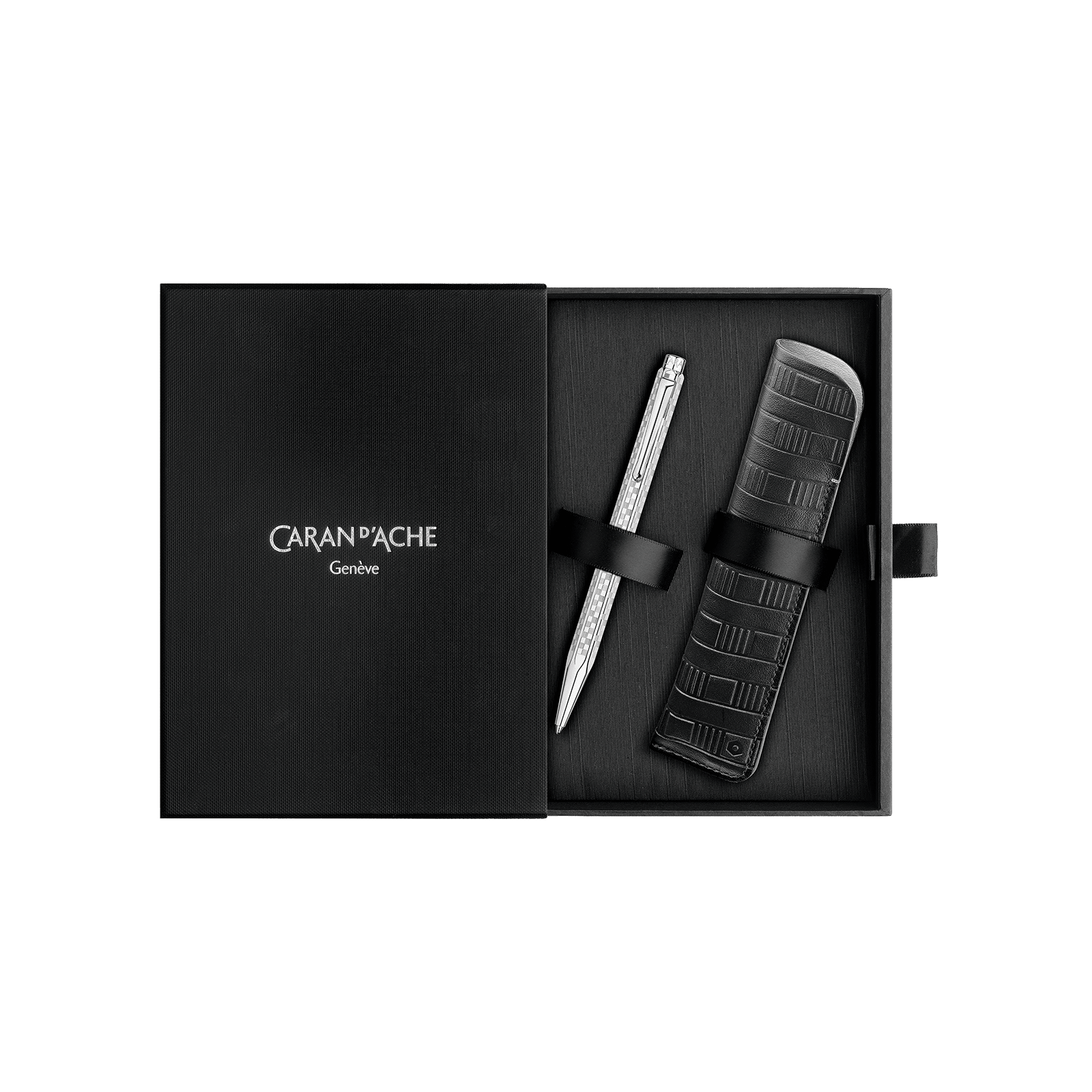 Set stylo bille CARAN D'ACHE Ecridor Damier Édition Spéciale - Gris Argenté - 7630002365208