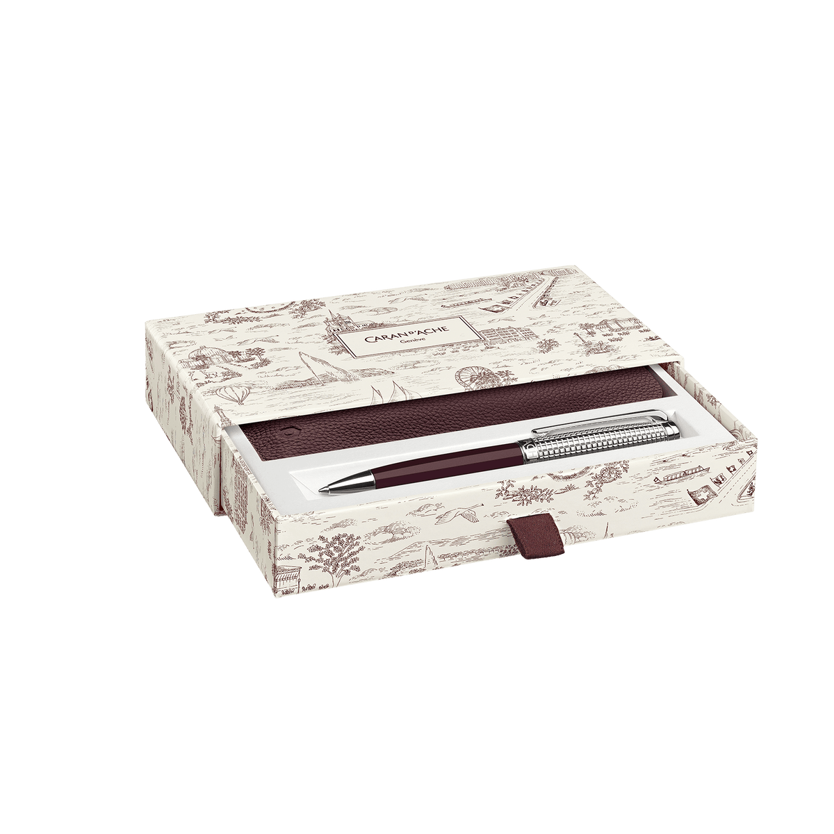 Set stylo bille CARAN D'ACHE Léman Toile de Jouy Geneva Edition - 7630002365796