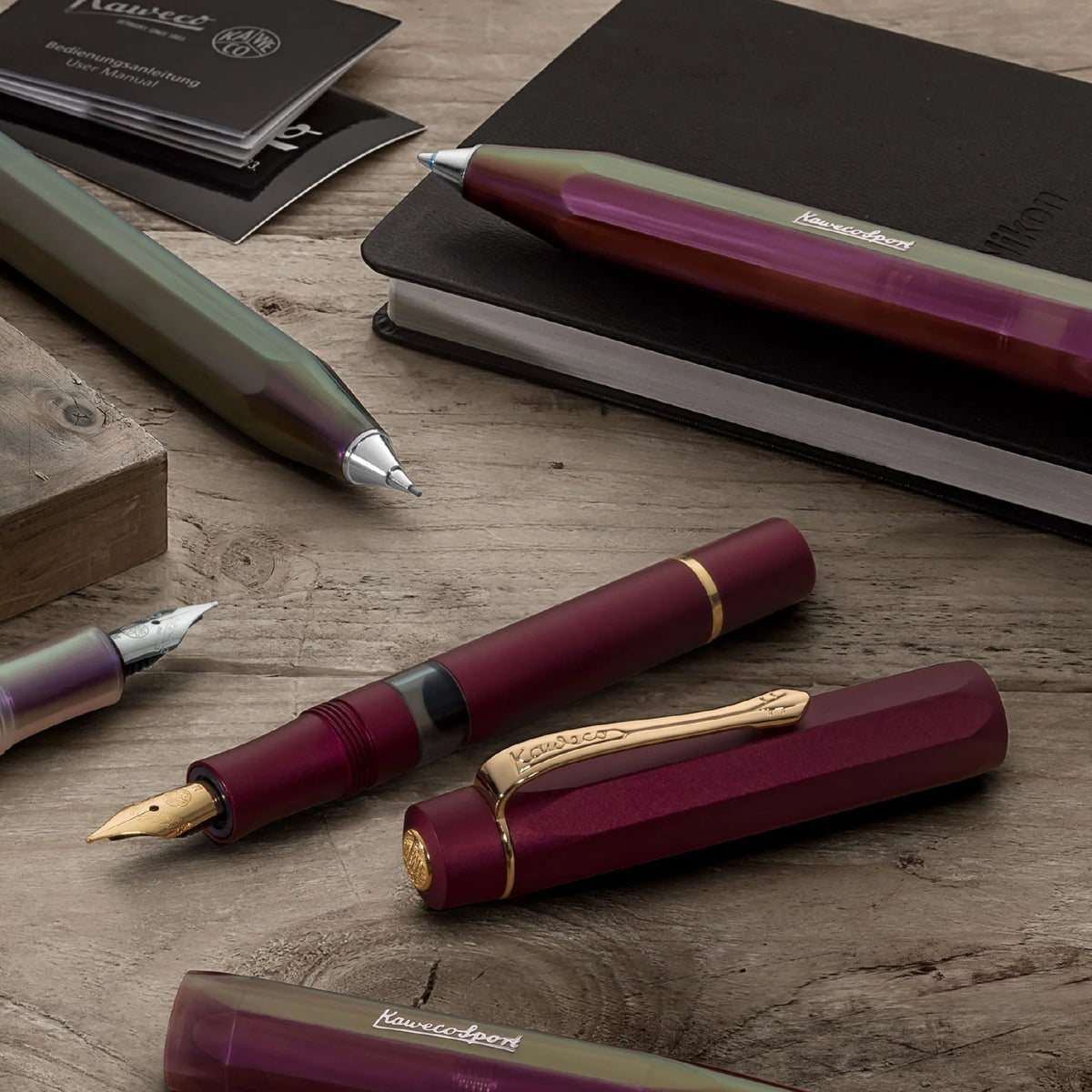 Stylo plume KAWECO Piston Sport AL Bordeaux/Gold - Extra-fine (EF) - 4251734926616