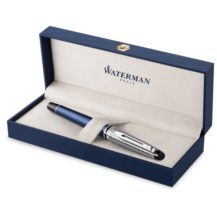 Stylo plume WATERMAN Expert Deluxe - Bleu Laqué Métallisé CT - Fine (F) - 3026981876509