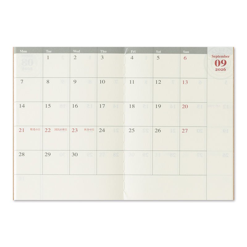 TRAVELER'S notebook - agenda mensuel 2026 (passport size) -