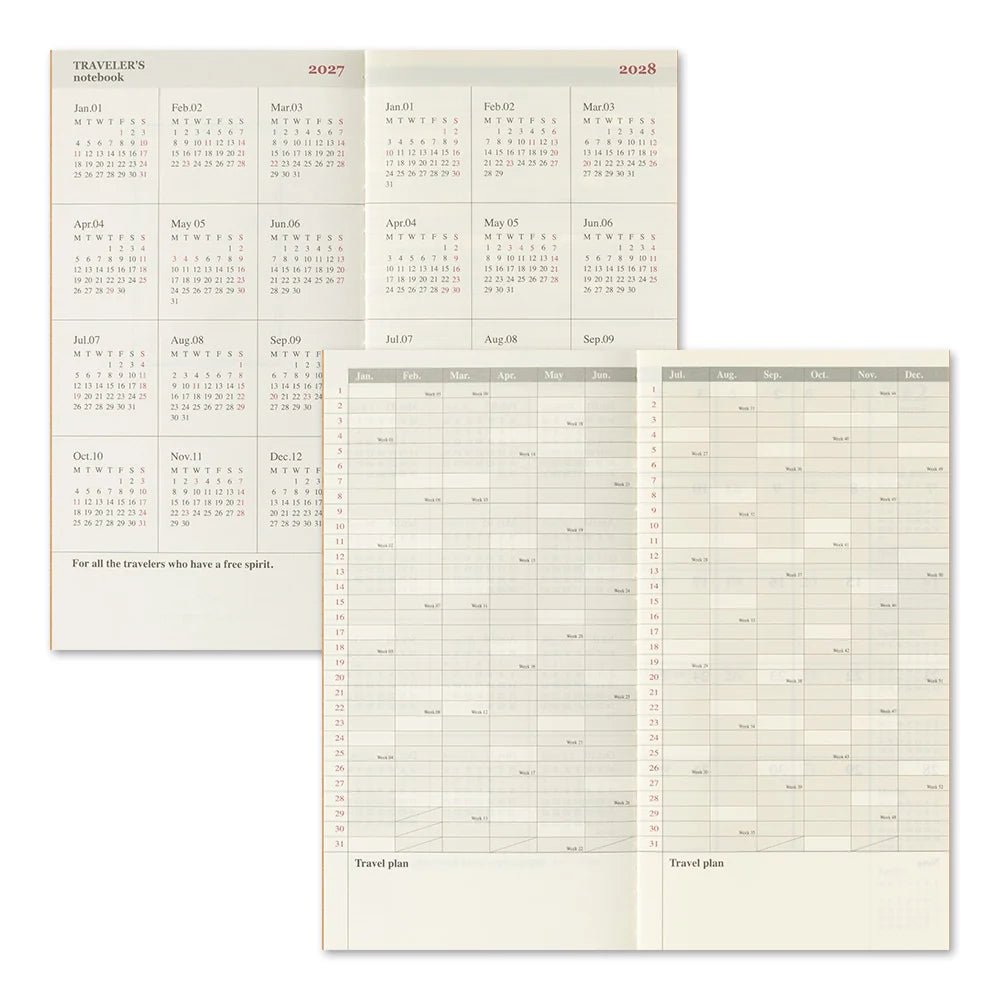 TRAVELER'S notebook - agenda mensuel 2027 (regular size) -