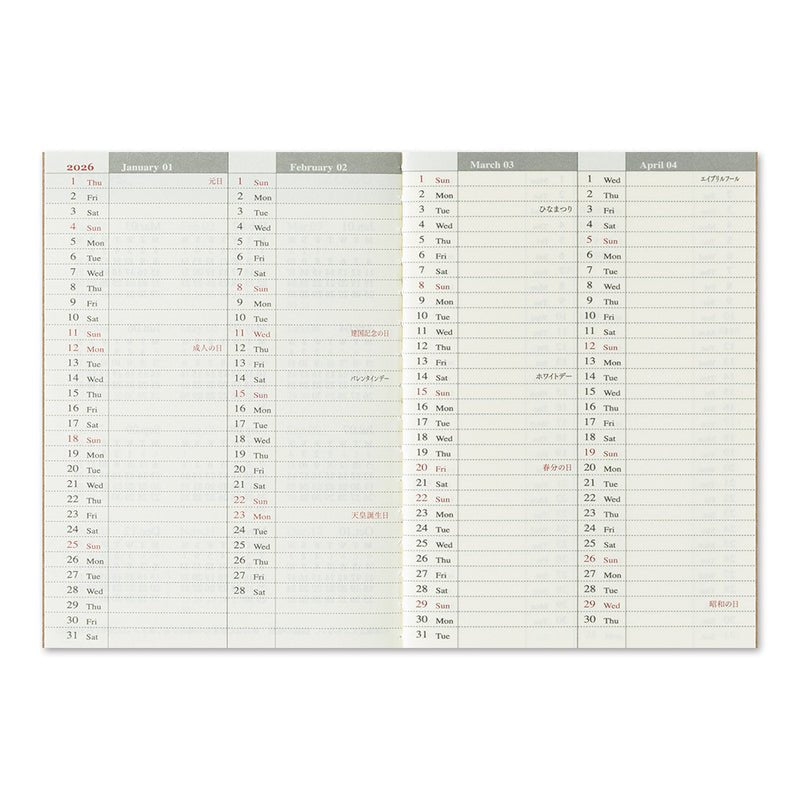 TRAVELER'S notebook - agenda semainier 2026 (passport size) -