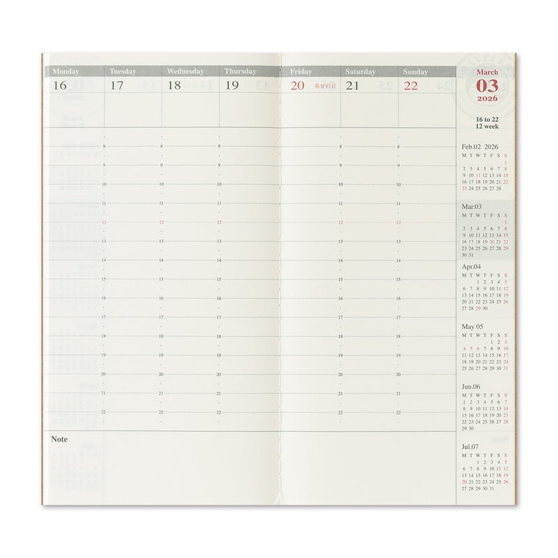 TRAVELER'S notebook - agenda semainier 2026 (regular size) -