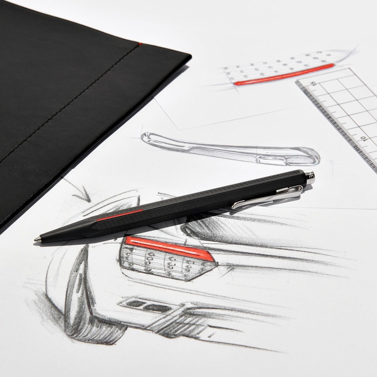 Set stylo bille CARAN D'ACHE Ecridor Racing - Medium (M) - Chromé Noir Mat - 7630002341561