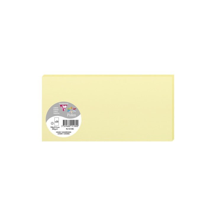 25 cartes CLAIREFONTAINE Pollen - 106 x 213 mm - 210 g/m² - Canari - 3329680151800