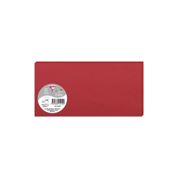 25 cartes CLAIREFONTAINE Pollen - 106 x 213 mm - 210 g/m² - Rouge groseille - 3329680152500
