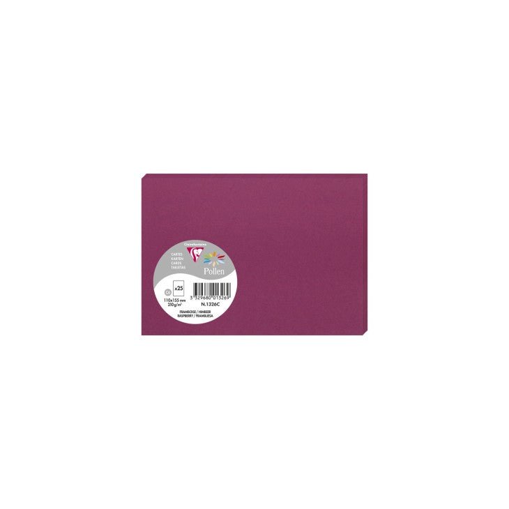 25 cartes CLAIREFONTAINE Pollen - 110 x 155 mm - 210 g/m² - Framboise - 3329680013269