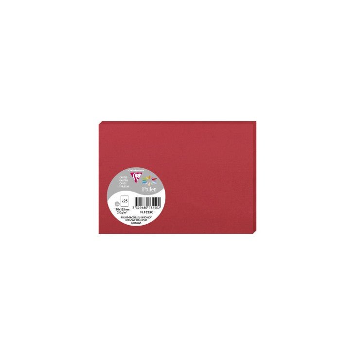 25 cartes CLAIREFONTAINE Pollen - 110 x 155 mm - 210 g/m² - Rouge groseille - 3329680132502