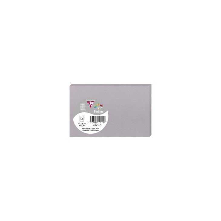 25 cartes CLAIREFONTAINE Pollen - 82 x 128 mm - 210 g/m² - Gris koala - 3329680014327