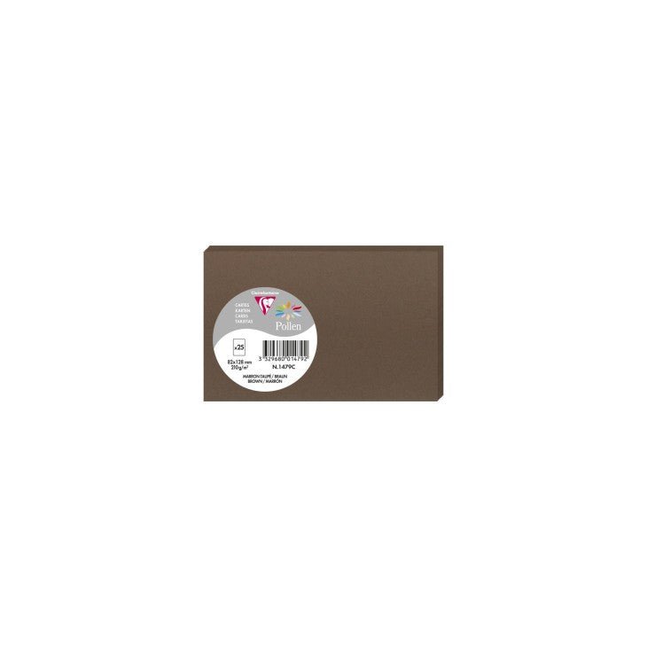 25 cartes CLAIREFONTAINE Pollen - 82 x 128 mm - 210 g/m² - Marron taupé - 3329680014792