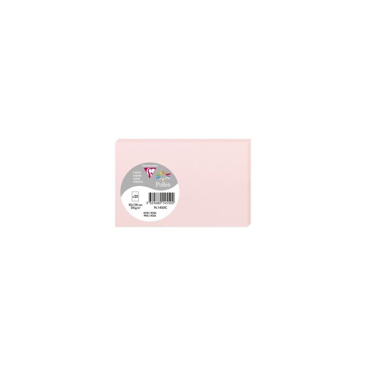 25 cartes CLAIREFONTAINE Pollen - 82 x 128 mm - 210 g/m² - Rose - 3329680145502