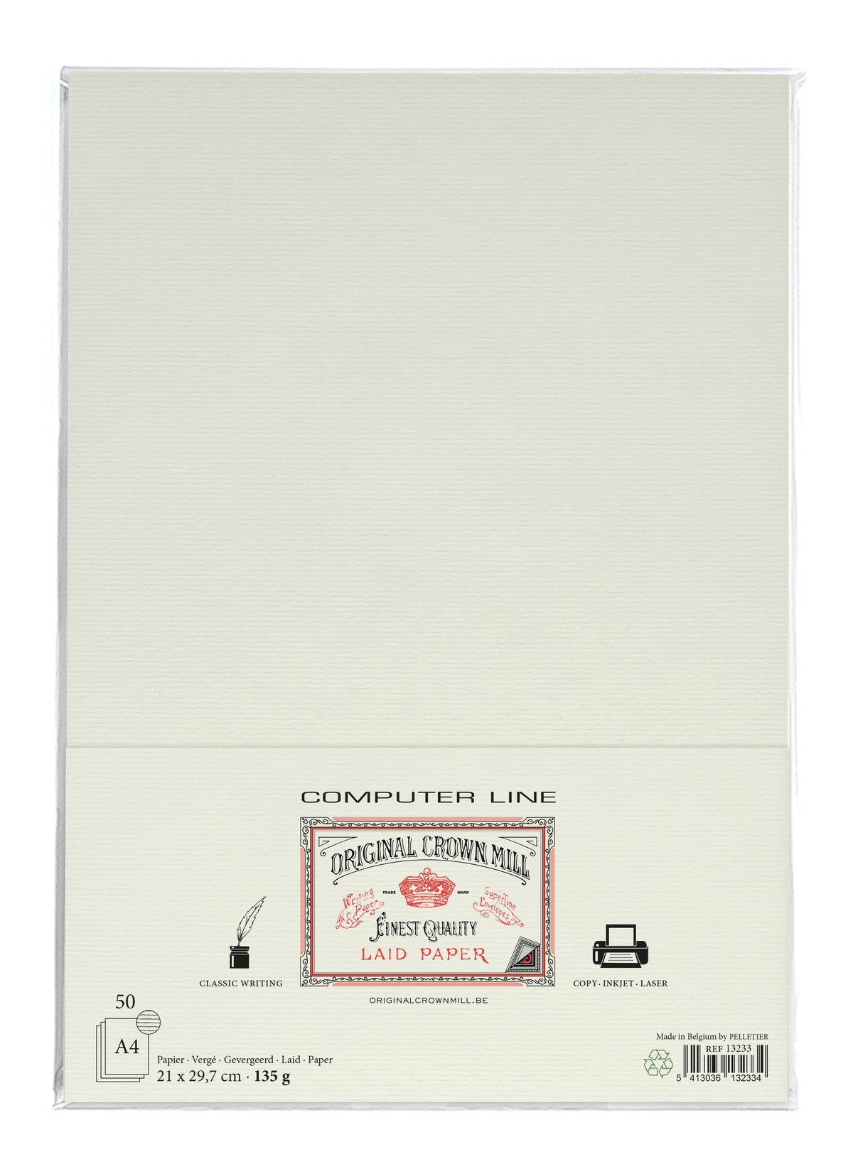 50 feuilles ORIGINAL CROWN MILL Papier Vergé - A4 - 135 g/m² - Crème - 5413036132334