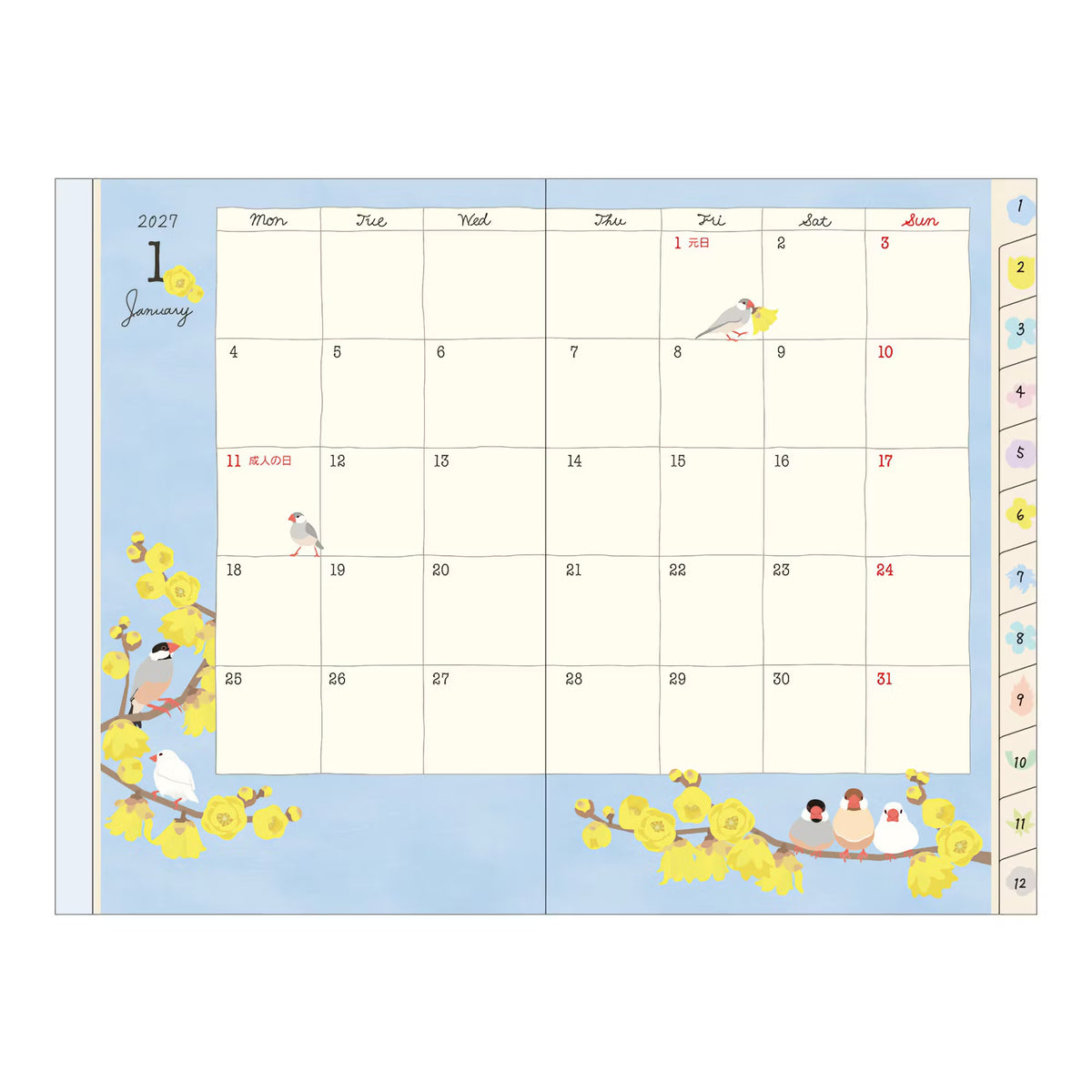 Agenda 2027 MIDORI Pocket Diary - Mini - Oiseau