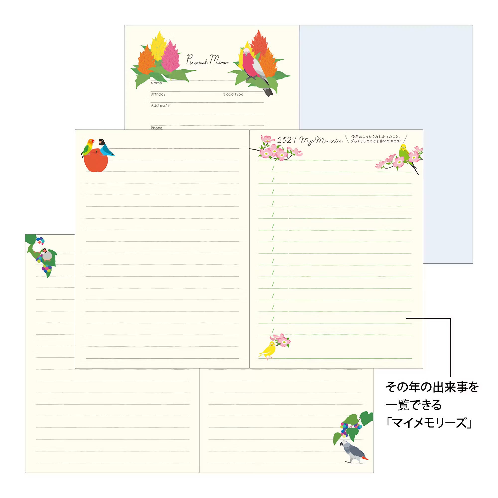Agenda 2027 MIDORI Pocket Diary - A6 - Oiseau