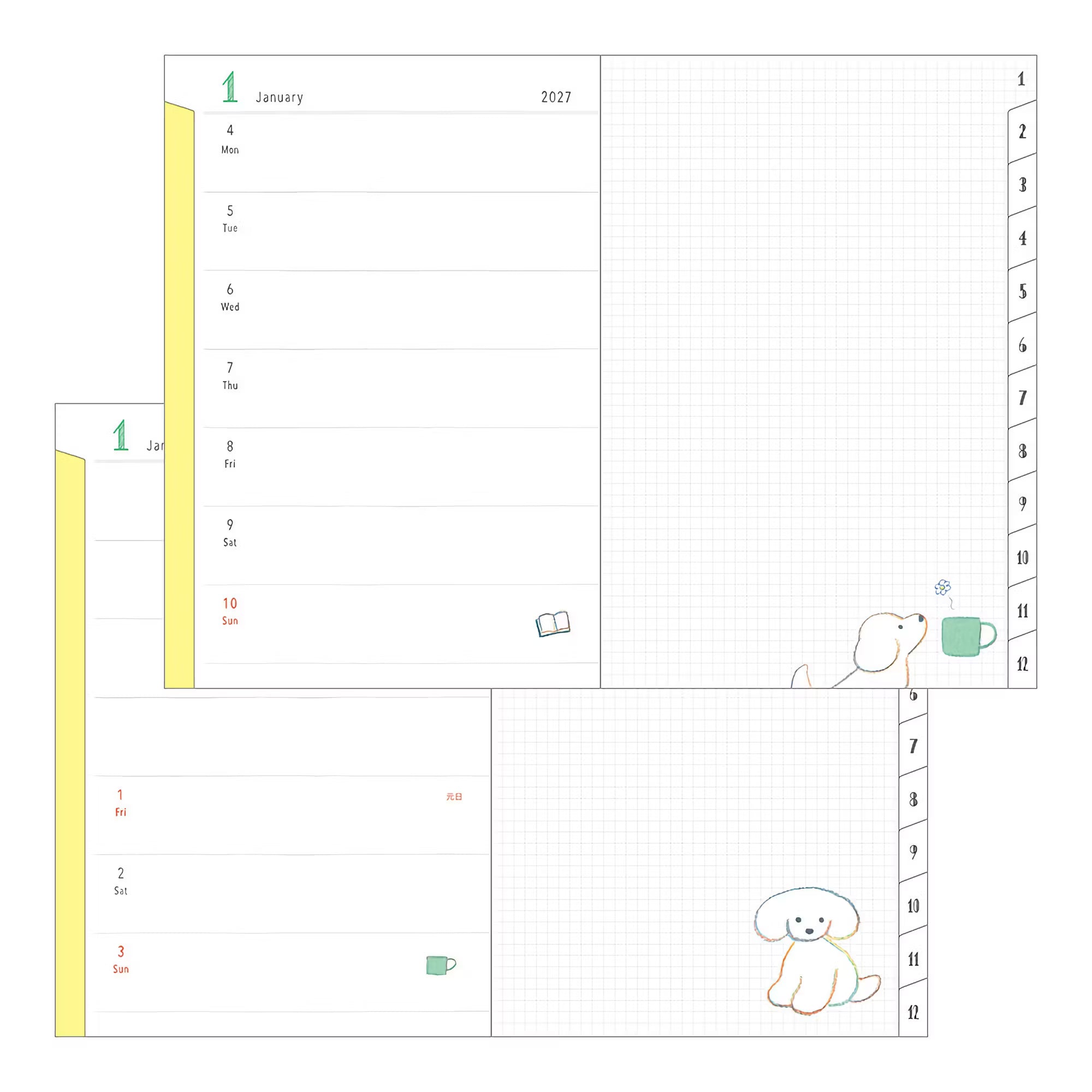 Agenda 2027 MIDORI Pocket Diary - B6 - Chien