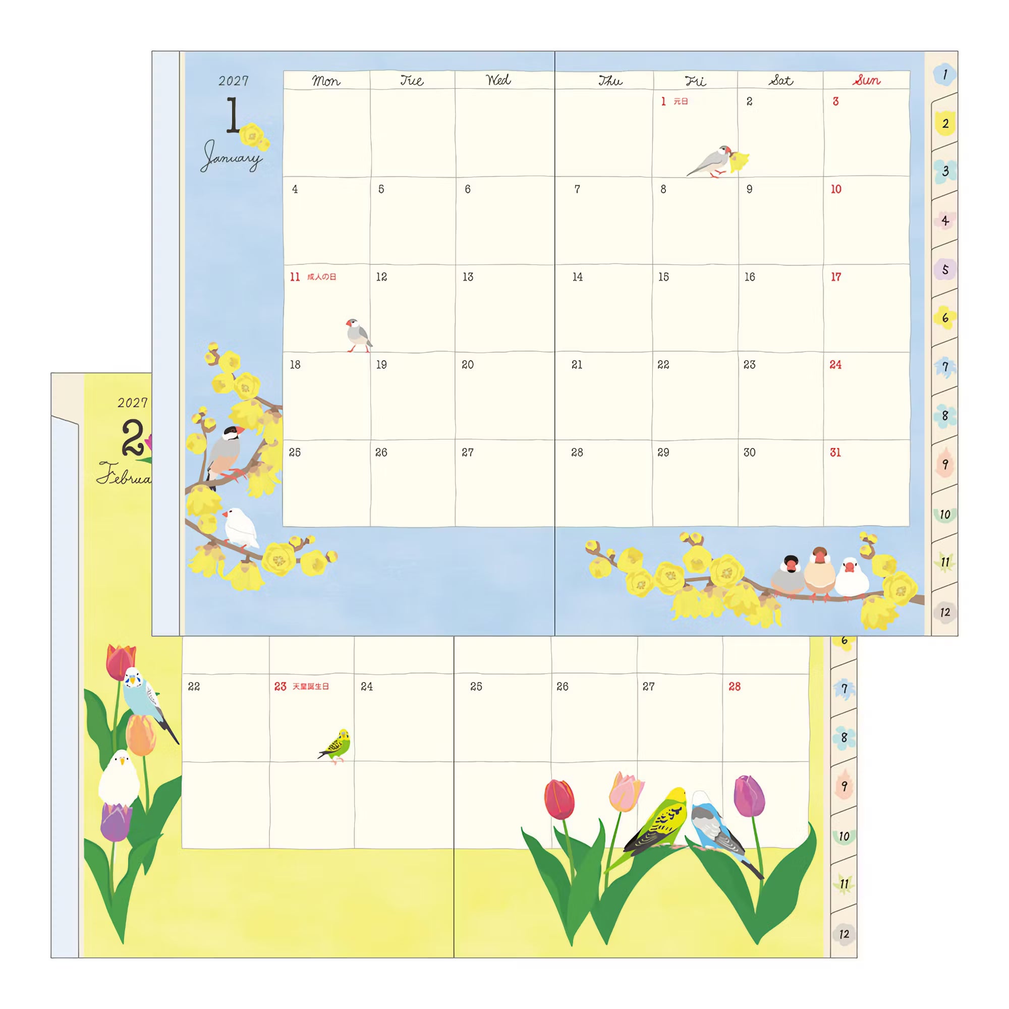 Agenda 2027 MIDORI Pocket Diary - B6 - Oiseau