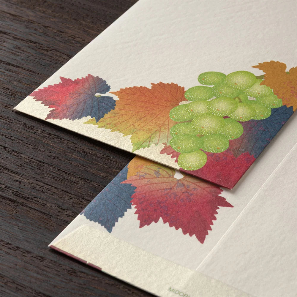 Enveloppes MIDORI washi - 188 x 90 mm - Grappes de raisin
