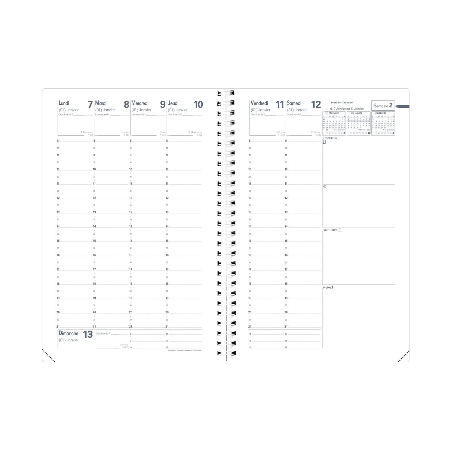 Agenda 2024-2025 QUO VADIS Ministre S Septembre Club - 1 semaine sur 2 pages - 16 x 24 cm - Framboise - 3371010475902