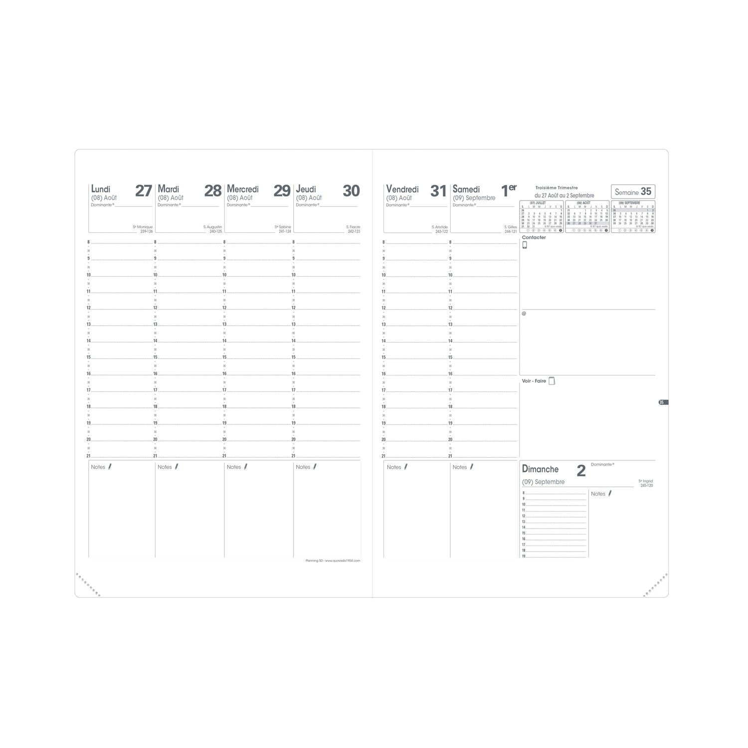 Agenda 2024-2025 QUO VADIS Planning SD Club - 1 semaine sur 2 pages - 18 x 24 cm - Bronze - 3371010475858