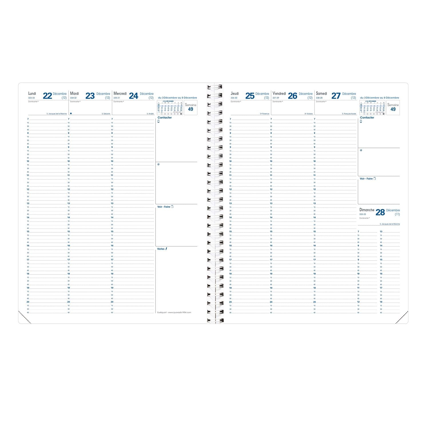 Agenda 2025 QUO VADIS Eurequart Club - 1 semaine sur 2 pages - 24 x 30 cm - Ciel - 3371010512812