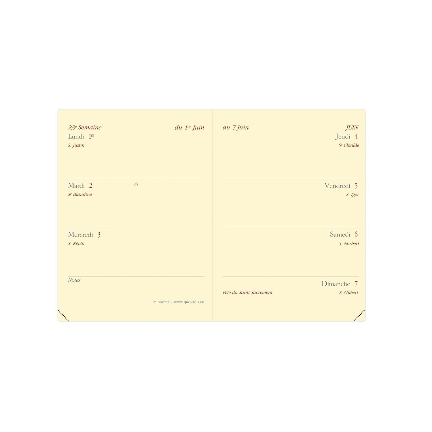 Agenda 2025 QUO VADIS Miniweek Soho - 1 semaine sur 2 pages - 7 x 10 cm - Beige - 3371010488797