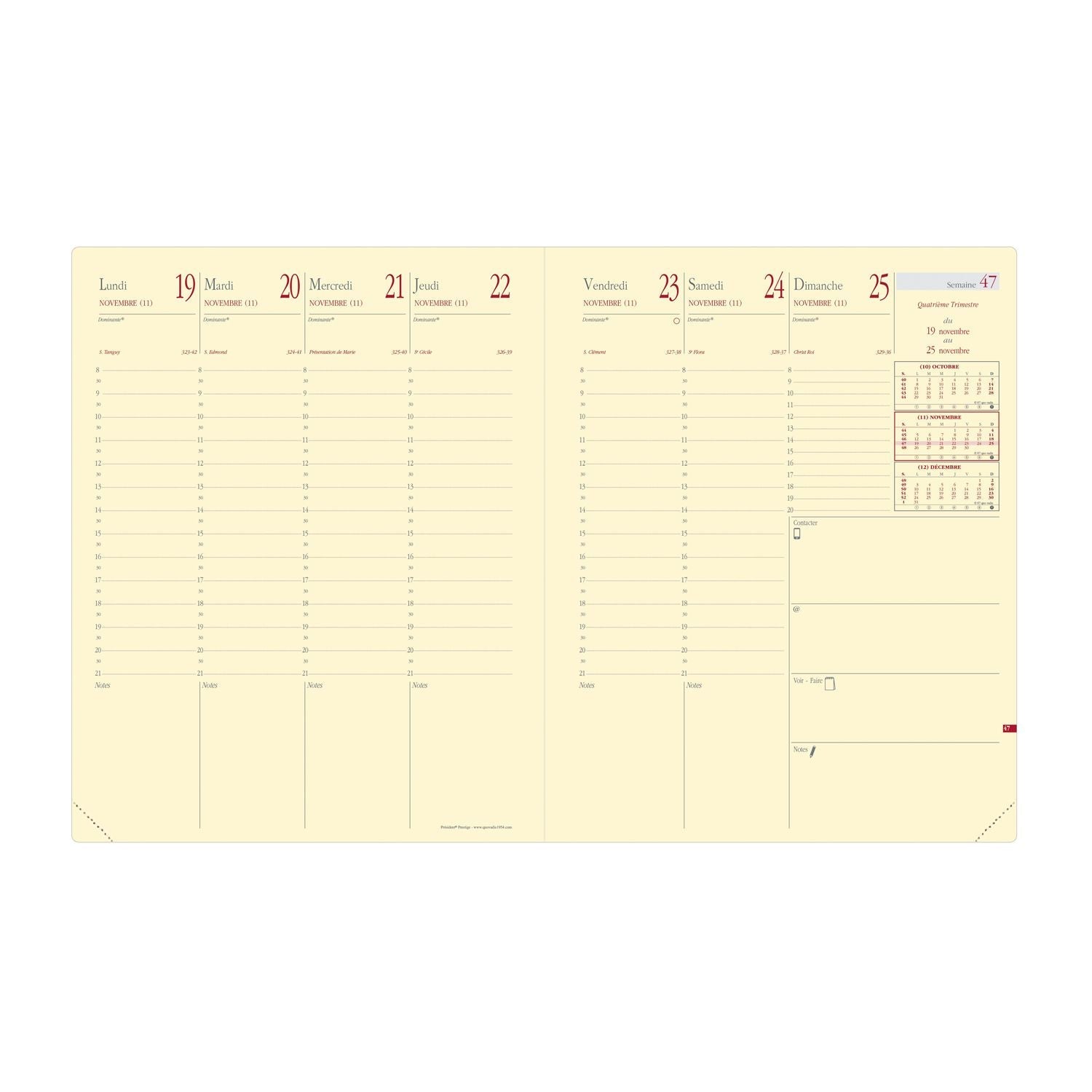 Agenda 2025 QUO VADIS Président Prestige Soho - 1 semaine sur 2 pages - 21 x 27 cm - Bleu acier - 3371010488872
