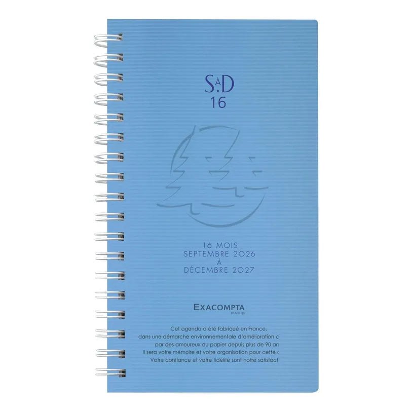 Agenda 2026 - 2027 EXACOMPTA SAD 16S - 9 x 16 cm - 1 semaine sur 2 pages - Orientation verticale - Linicolor bleu - 3660942000277