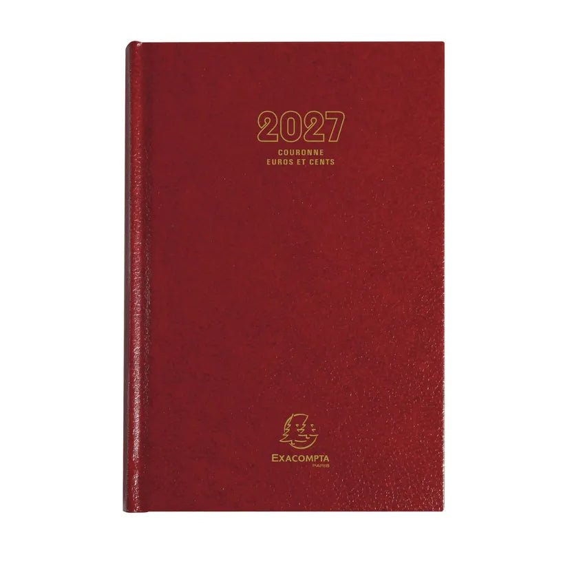 Agenda 2027 EXACOMPTA Couronne Euros et cents - 11 x 17 cm - 1 jour par page - Orientation horizontale - Rouge - 3660942007740