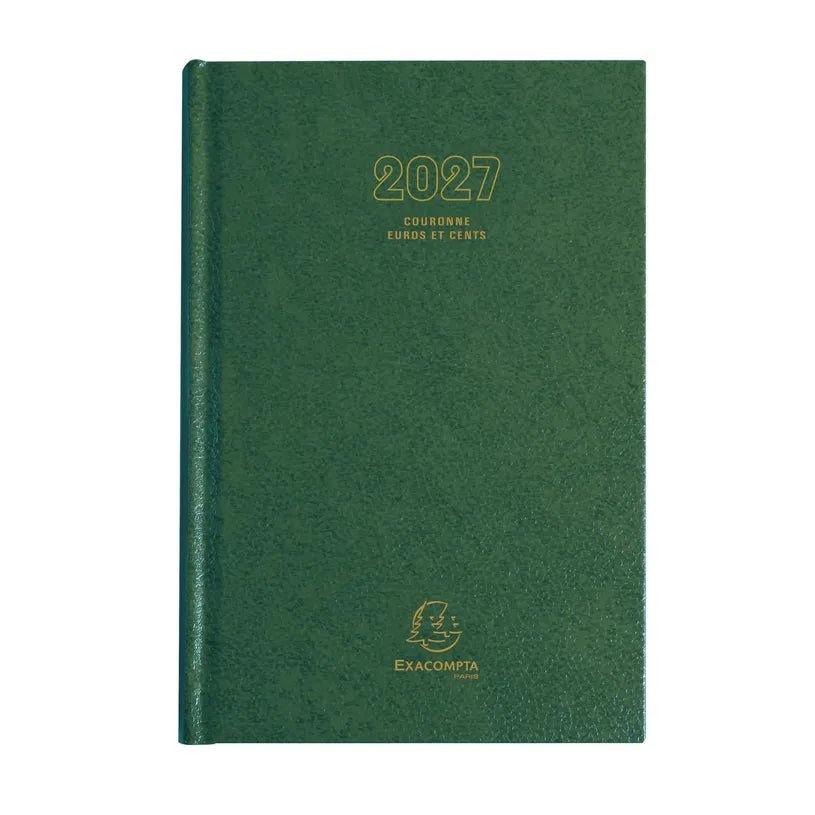 Agenda 2027 EXACOMPTA Couronne Euros et cents - 11 x 17 cm - 1 jour par page - Orientation horizontale - Vert - 3660942007757