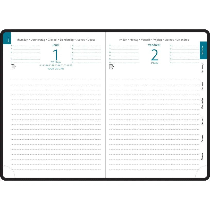 Agenda 2027 EXACOMPTA EasyDay 17 - 12 x 17 cm - 1 jour par page - Orientation horizontale - Barbara rouge - 3660942002783