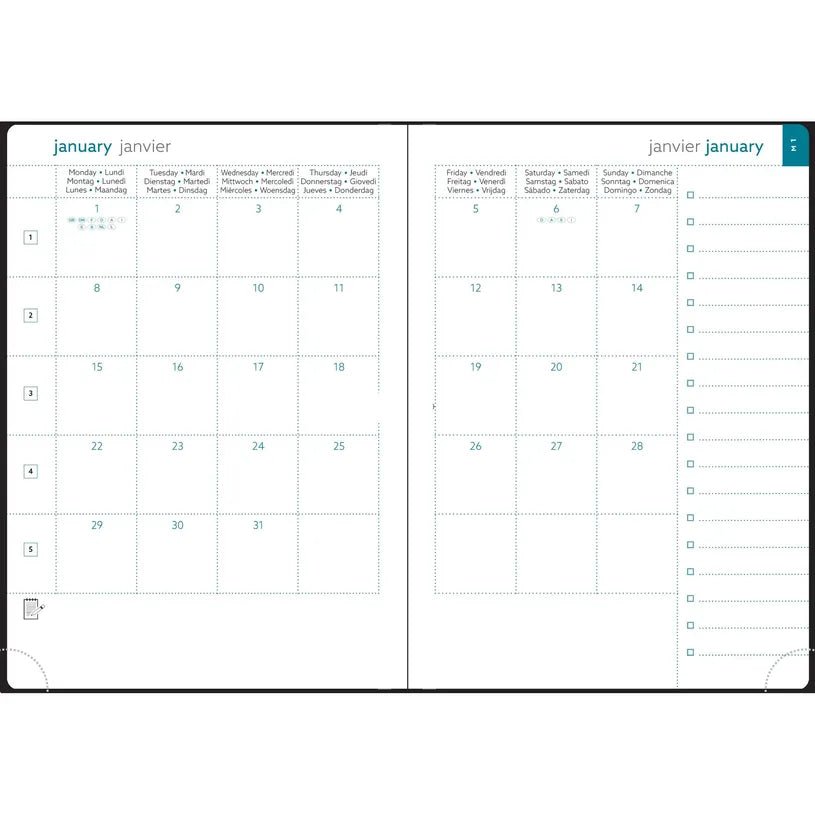 Agenda 2027 EXACOMPTA EasySlim 21 - 15 x 21 cm - Mensuel - Orientation horizontale - Ondine vert sauge - 3660942091374