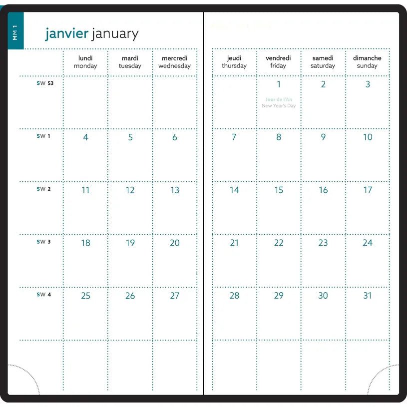 Agenda 2027 EXACOMPTA EasyTime 17 - 9 x 17,5 cm - 1 semaine + notes - Orientation horizontale - Lily bleu - 3660942091145