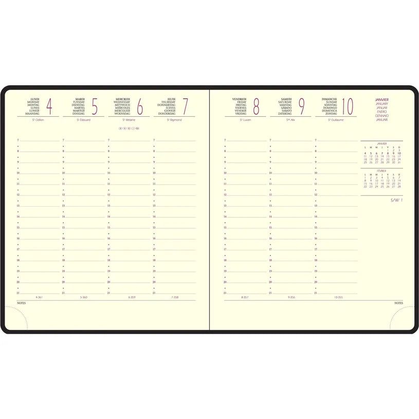 Agenda 2027 EXACOMPTA Eurotime 18 - 15 x 17 cm - 1 semaine sur 2 pages - Orientation verticale - Volga noir - 3660942060998