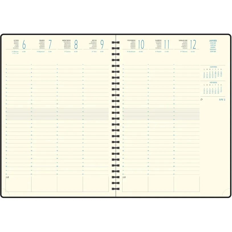 Agenda 2027 EXACOMPTA Eurotime 29S - 21 x 29,7 cm - 1 semaine sur 2 pages - Orientation verticale - Swan noir - 3660942060967